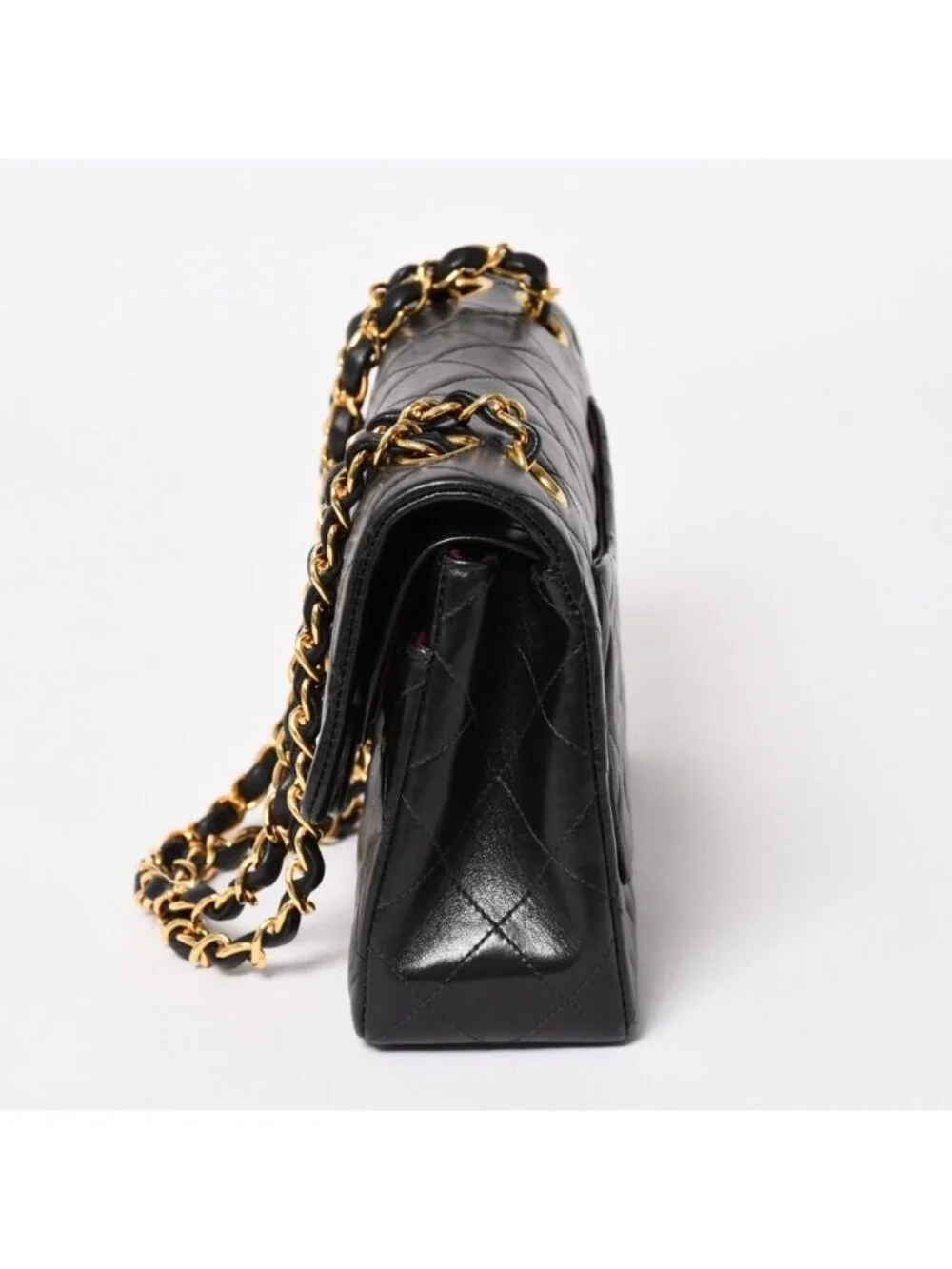 Chanel Quilted 23 Double Flap Chain Shoulder Bag CC Logo Lambskin Black